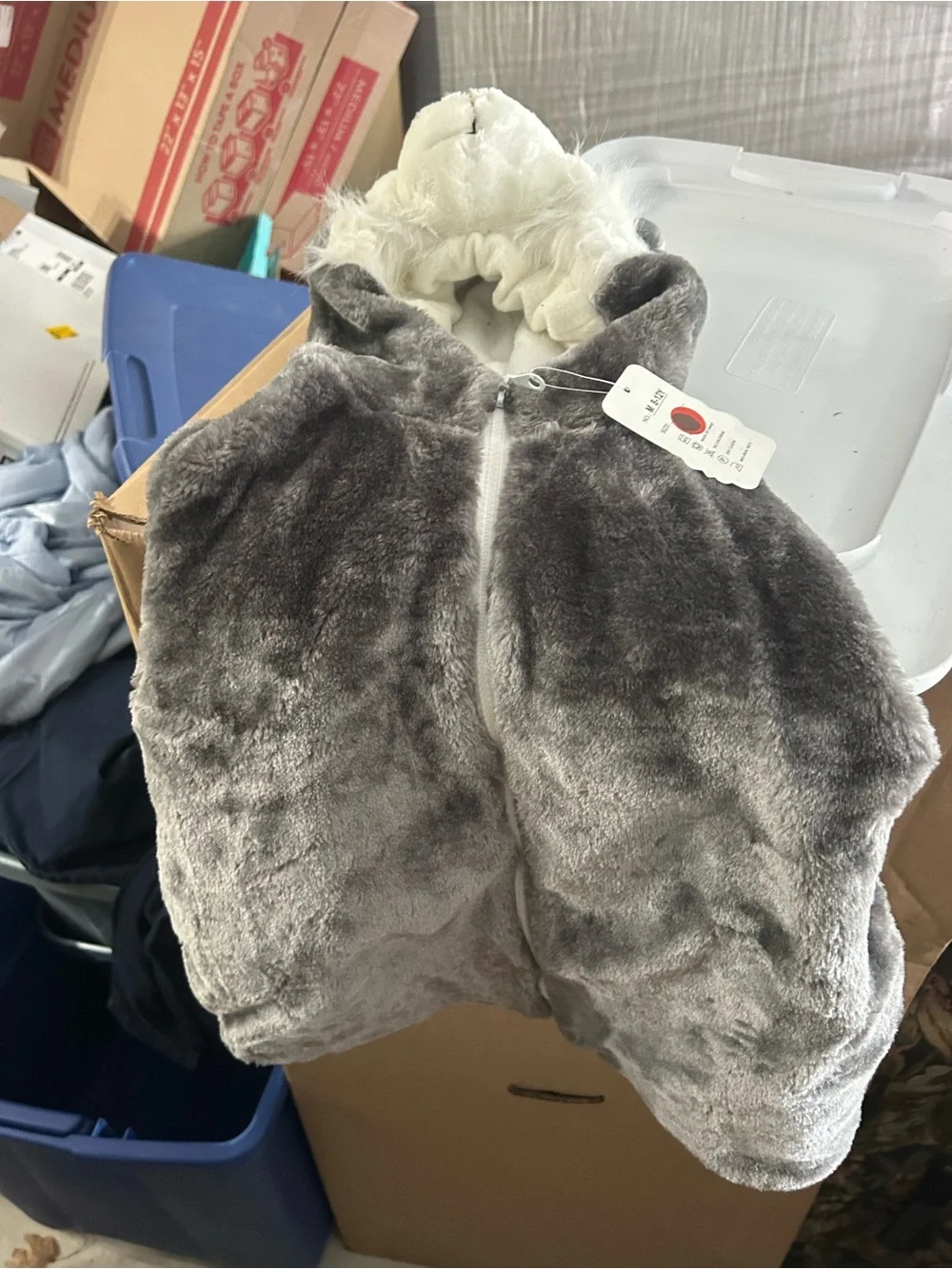 Plush Gray Husky Dog Costume Hoodie/vest